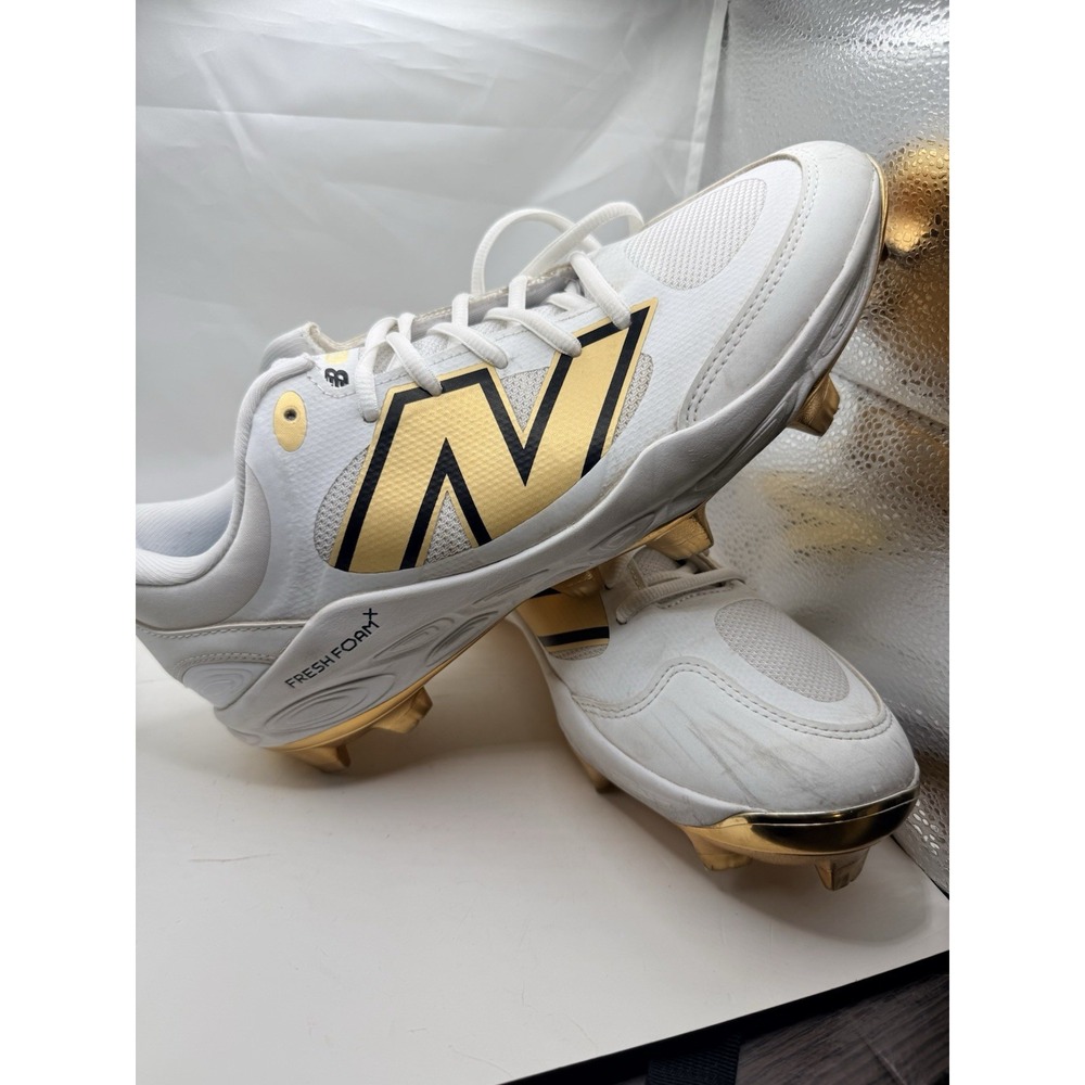 New Balance PL3000L7 Fresh Foam Baseball Cleats White Gold Mens 10.5 Pl Read